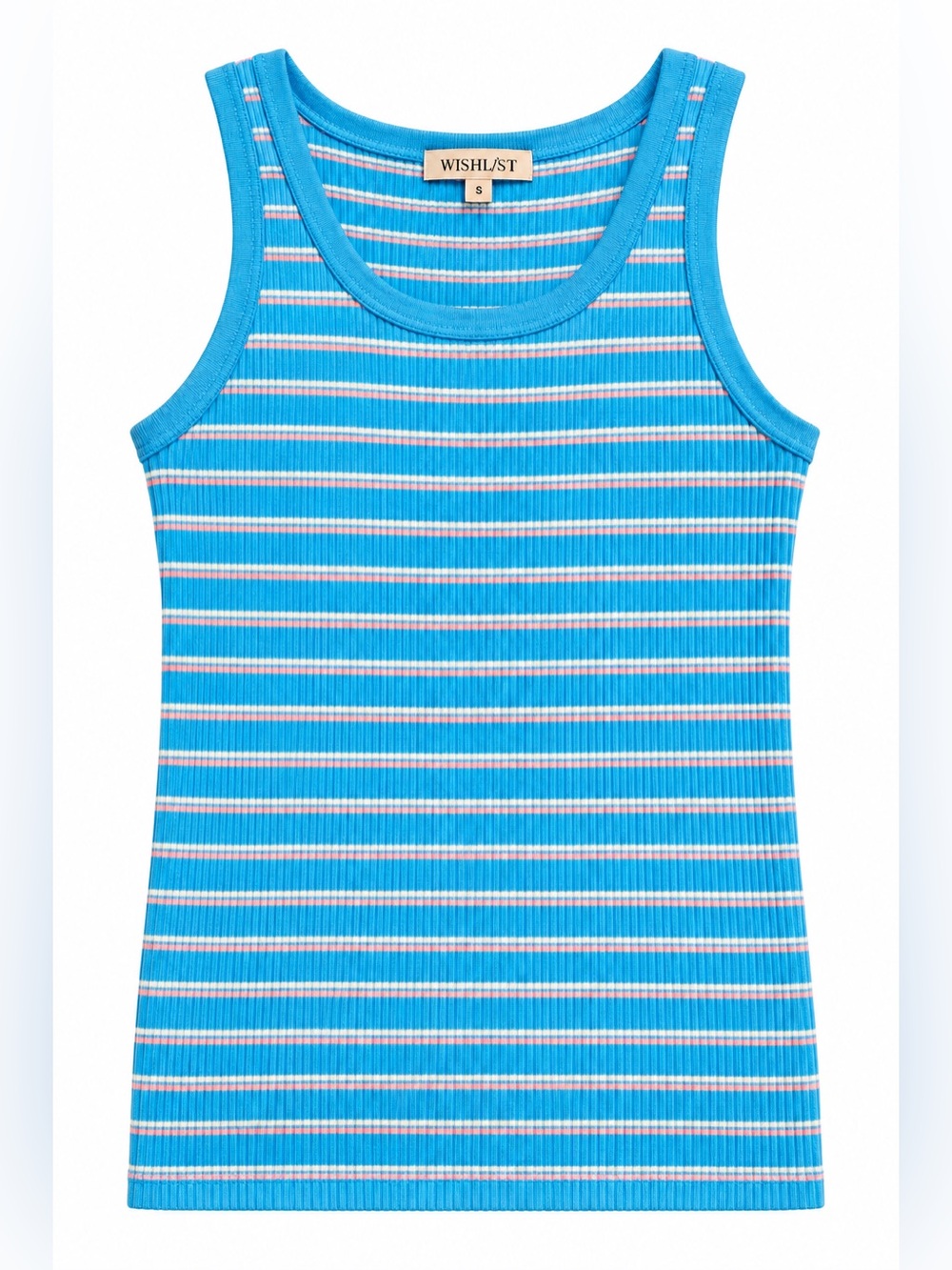 Wishlist Blue Ribbed Tank with Pastel Stripes